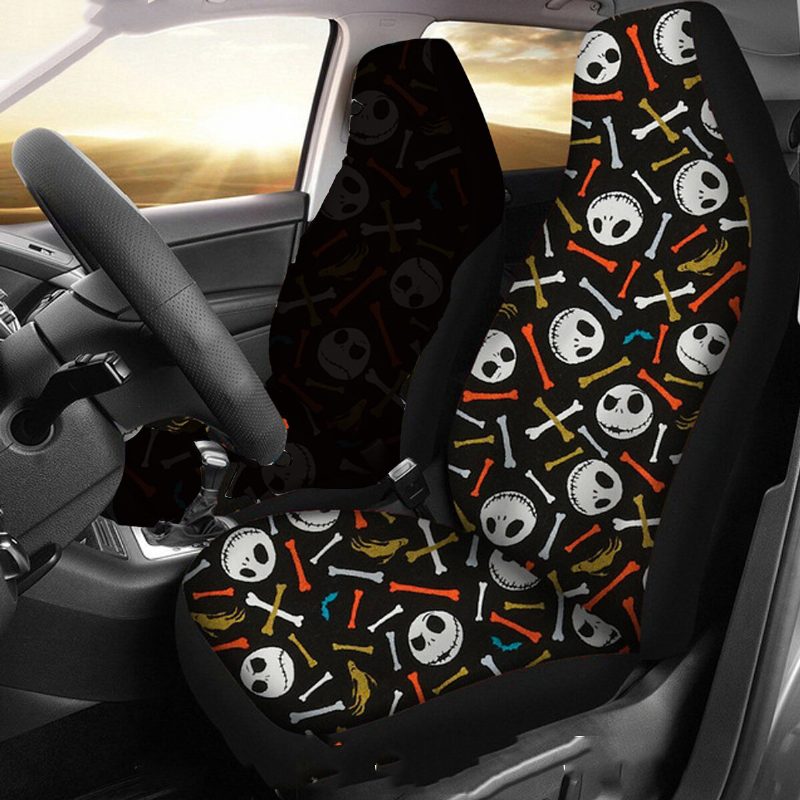 1/2 Kpl Skull Printed Universal Auton Etuistuimen Suojus Auto Cushion Protector Mat