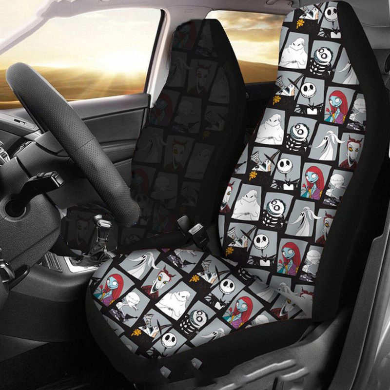 1/2 Kpl Skull Printed Universal Auton Etuistuimen Suojus Auto Cushion Protector Mat