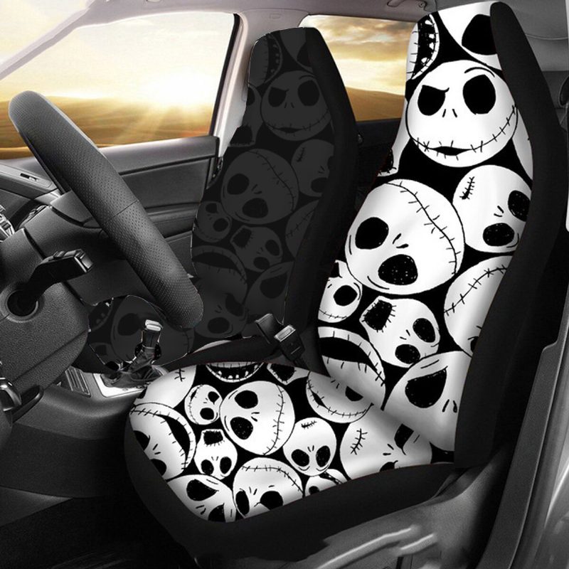 1/2 Kpl Skull Printed Universal Auton Etuistuimen Suojus Auto Cushion Protector Mat