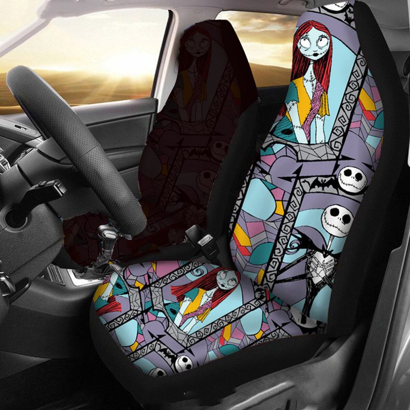 1/2 Kpl Skull Printed Universal Auton Etuistuimen Suojus Auto Cushion Protector Mat