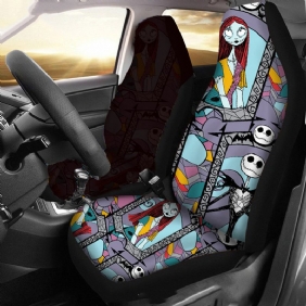 1/2 Kpl Skull Printed Universal Auton Etuistuimen Suojus Auto Cushion Protector Mat