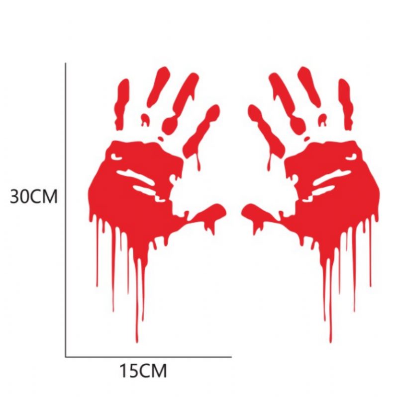 2 Kpl Verisen Tippuvan Käden Tarrat Auton Puskurille Hauska Halloween-teema Luova Verenvuototarrat Koristelu