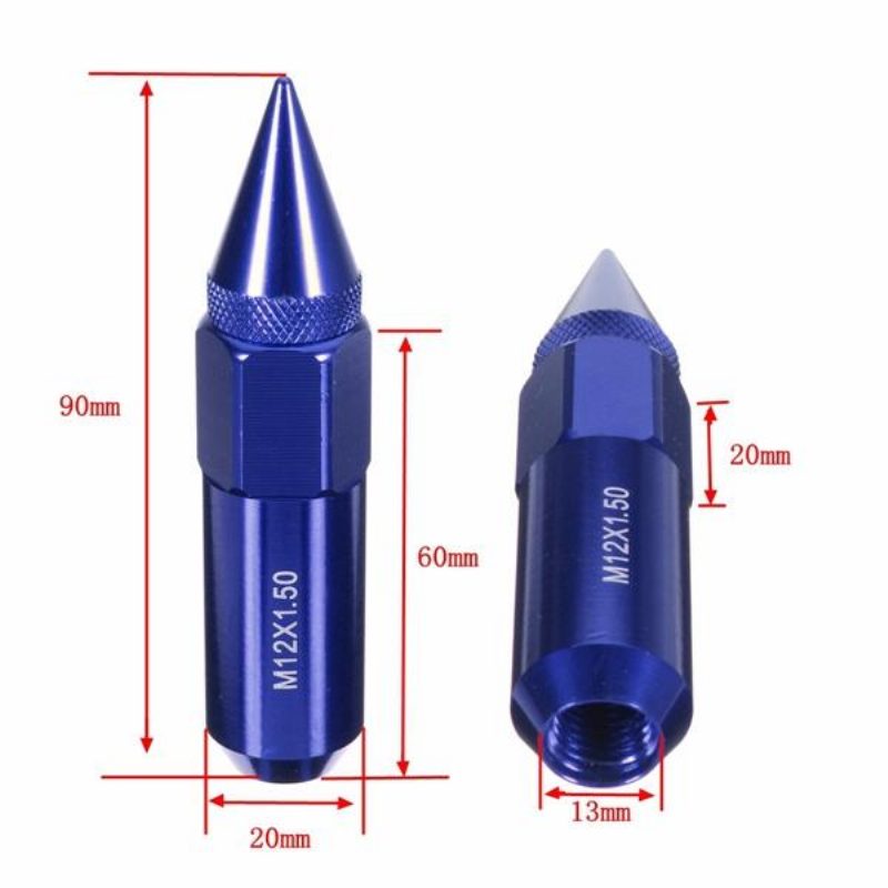 20kpl M12x1.5 Alumiinia 60mm Auton Pyörät Vanteet Korvamutterit Piikki Pidennetty Viritin