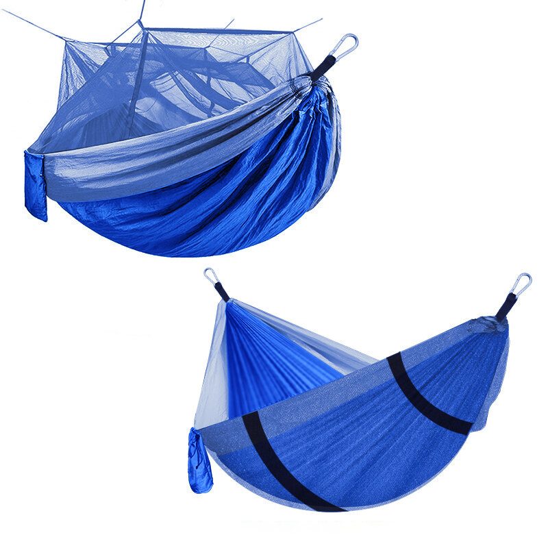 2 Hengen Ulkoleirintäalue Nylon Vahva Riippumatto W Mosquito Net Travel Kannettava Reppu Max Kuorma 400kg