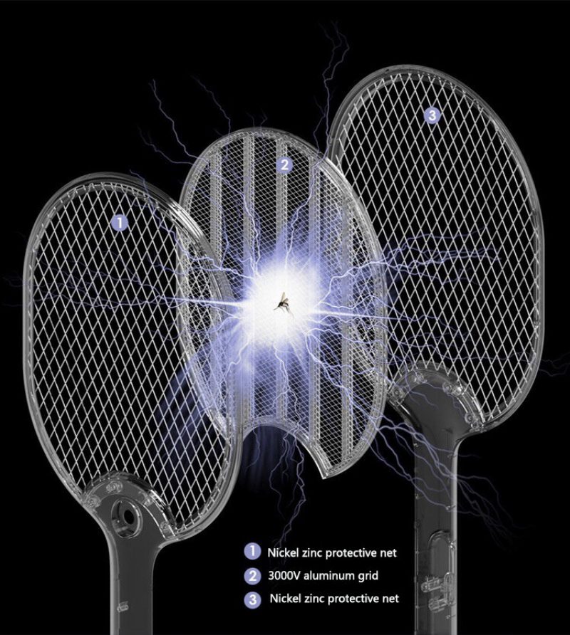 3kpl Jordan&judy 3000v Sähköinen Mosquito Swatter Kannettava Hyönteiskarkotin Travel Kolmikerroksinen Sähköiskun Estävä Verkko Usb-lataus Hyttysenpoistoaine