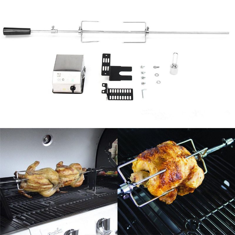 4w Ruostumaton Teräs Rotisserie Bbq Grill Roaster Varrastanko Bbq Työkalusetti Camping Charcoal Kits