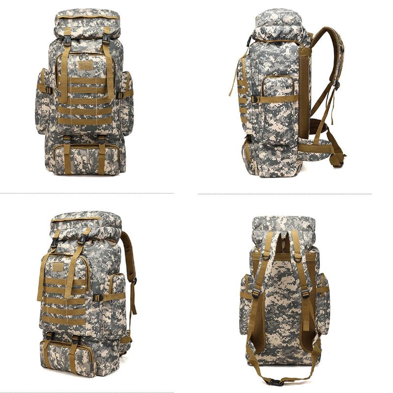 80l Molle Tactical Bag Outdoor Matkailu Retkeily Sotilaallinen Reput Reppu Naamiointi Laukku