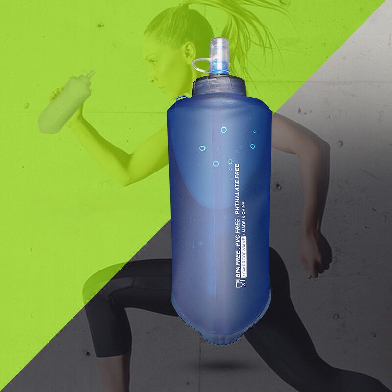 Aotu 500ml Kokoontaitettava Vesipullo Ilmainen Bpa Taitettava Vuodonkestävä Softbottle Vesirakko Tpu Travel Cup Kevyt Urheiluretkeilypyöräilyyn Juoksemiseen