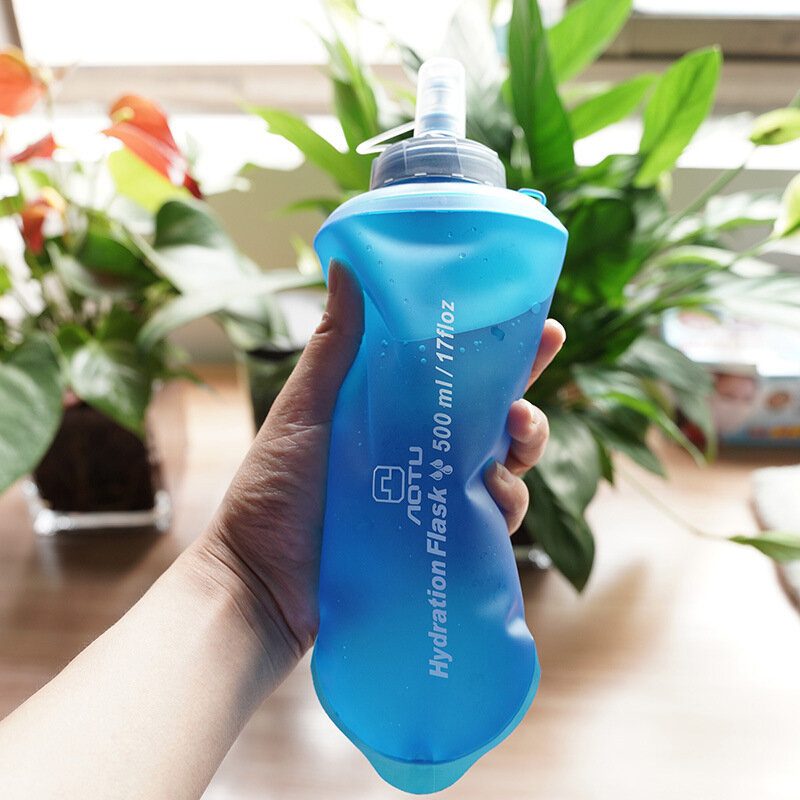 Aotu 500ml Kokoontaitettava Vesipullo Ilmainen Bpa Taitettava Vuodonkestävä Softbottle Vesirakko Tpu Travel Cup Kevyt Urheiluretkeilypyöräilyyn Juoksemiseen