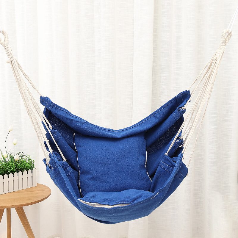 Camping Hammock Tuoli Swing Seat Sisällä Ulkona Taitettava Riipputuoli Köydellä Tyyny