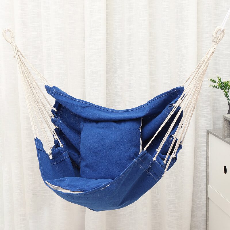 Camping Hammock Tuoli Swing Seat Sisällä Ulkona Taitettava Riipputuoli Köydellä Tyyny