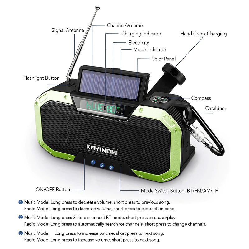 Käsikampiradio Solar Power Bank Laturin Salamavalo