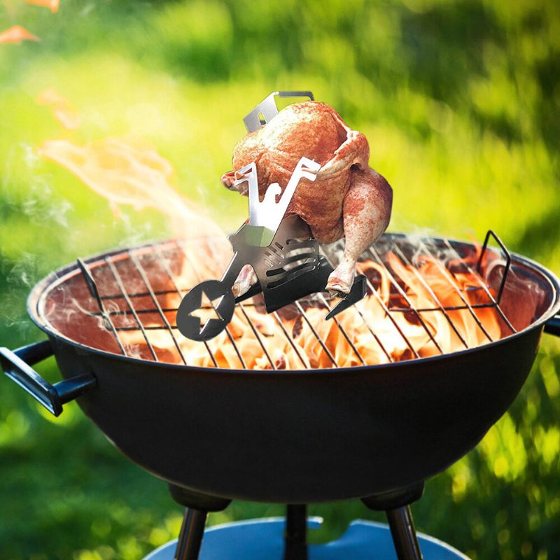 Kannettava Kananpaahdin Grilli-uuni Kana-ankan Pidike Moottoripyörän Muotoinen Bbq Ruostumattomasta Teräksestä Valmistettu Teline