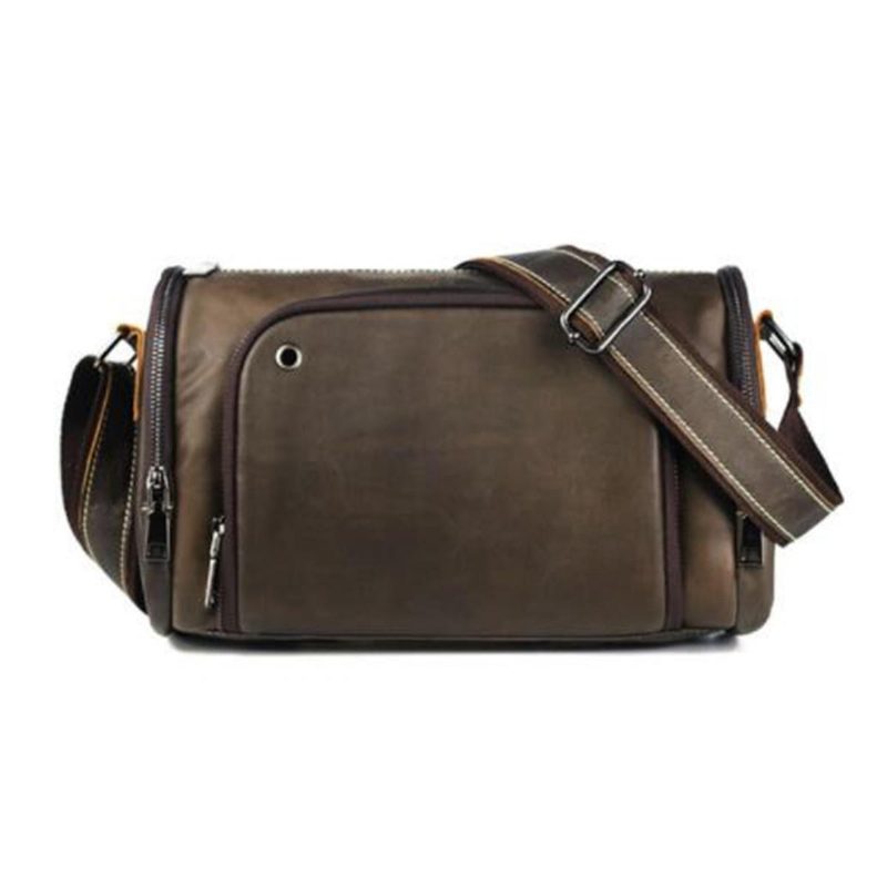 Miesten Aitoa Nahkaa Vintage-olkalaukkupakkaus Crossbody Messenger Gym Pouch Sport Travel