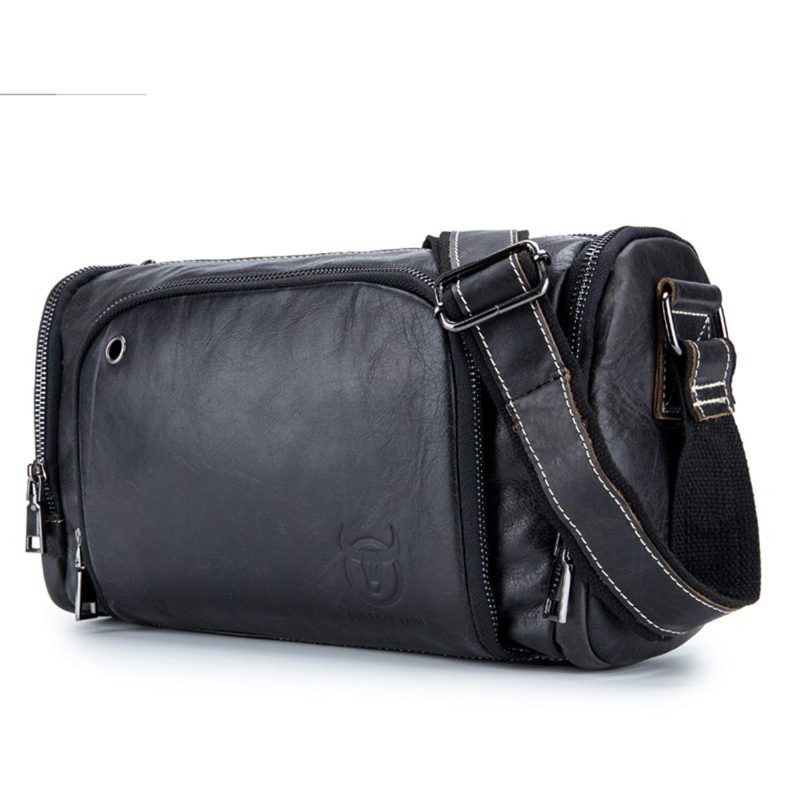 Miesten Aitoa Nahkaa Vintage-olkalaukkupakkaus Crossbody Messenger Gym Pouch Sport Travel