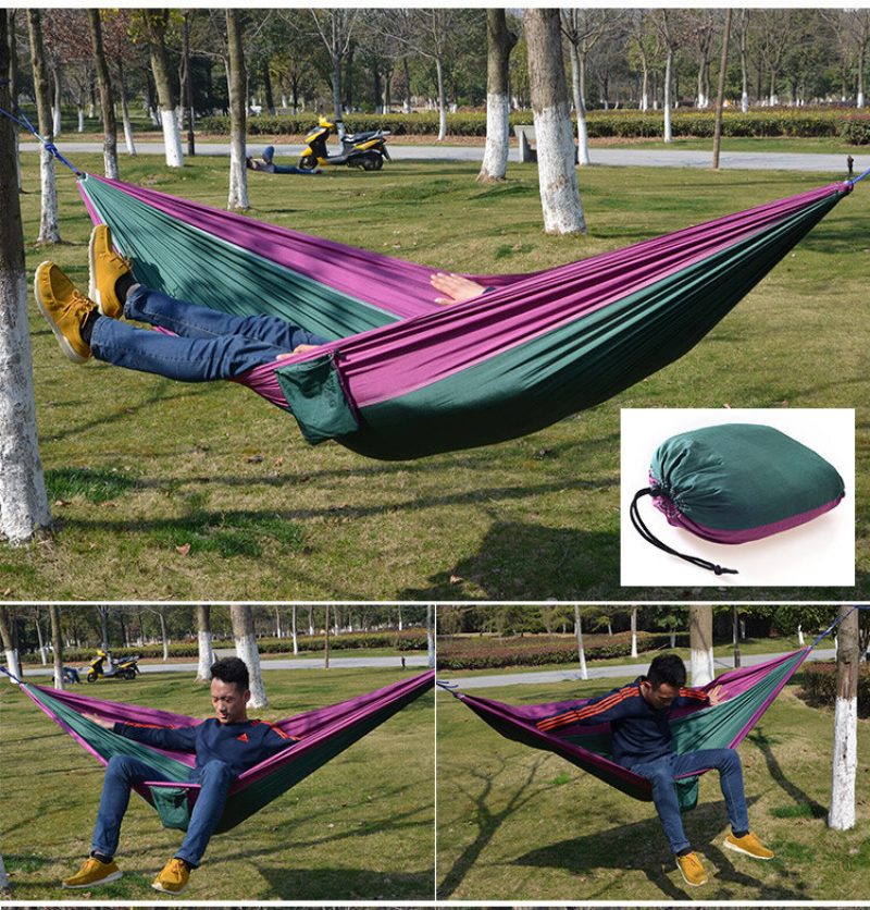 Outdoor Camping Hammock Laskuvarjokangas Kevyt Nylon Kannettava Riippumatto 1-2 Hengelle 260 X 140cm