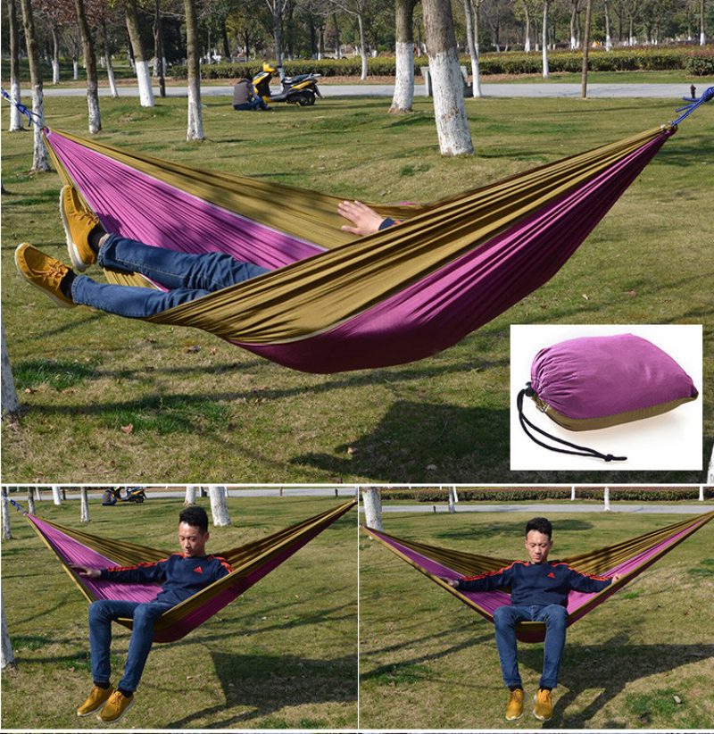 Outdoor Camping Hammock Laskuvarjokangas Kevyt Nylon Kannettava Riippumatto 1-2 Hengelle 260 X 140cm