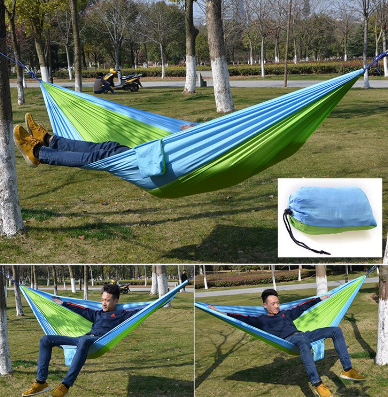 Outdoor Camping Hammock Laskuvarjokangas Kevyt Nylon Kannettava Riippumatto 1-2 Hengelle 260 X 140cm