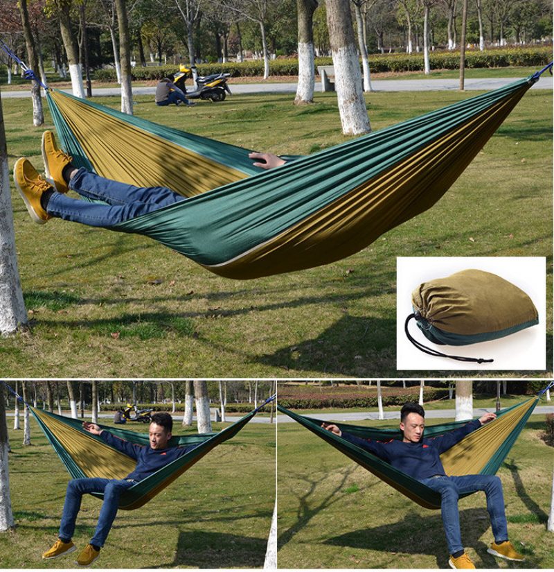 Outdoor Camping Hammock Laskuvarjokangas Kevyt Nylon Kannettava Riippumatto 1-2 Hengelle 260 X 140cm