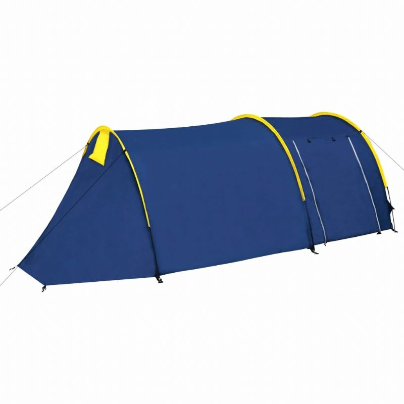 Us Direct Waterproof Camping Teltta 2–4 Hengelle Tunneliteltta Retkeilyyn Vaellusmatkat Lasikuitupylväät Sininen Ja Keltainen