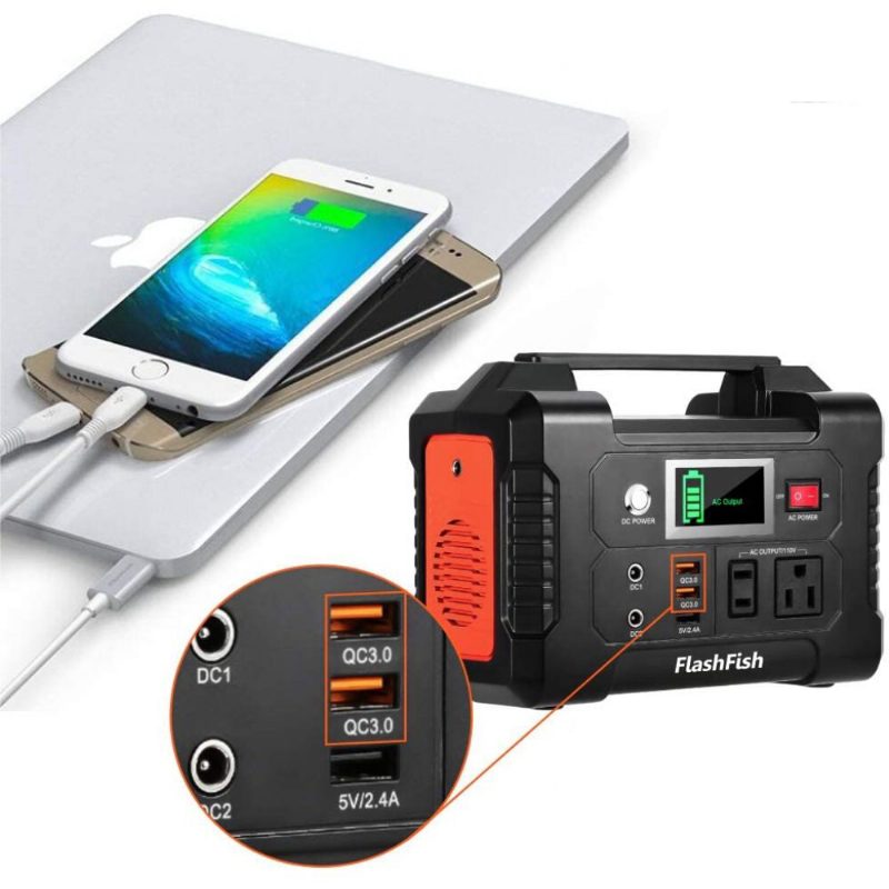 Us/eu Direct Flashfish 200w 40800mah Kannettava Sähkögeneraattori Aurinkovoimala 110v Ac Pistorasialla / 2 Dc-porttia / 3 Usb-porttia