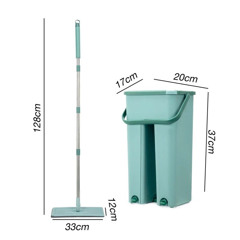 Flat Mop Bucket Hand Free Wringing Lattiapuhdistus Mikrokuituliina Moppityynyt