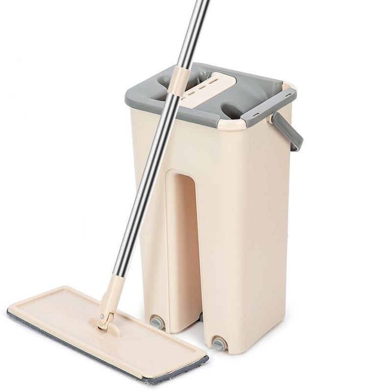 Flat Mop Bucket Hand Free Wringing Lattiapuhdistus Mikrokuituliina Moppityynyt