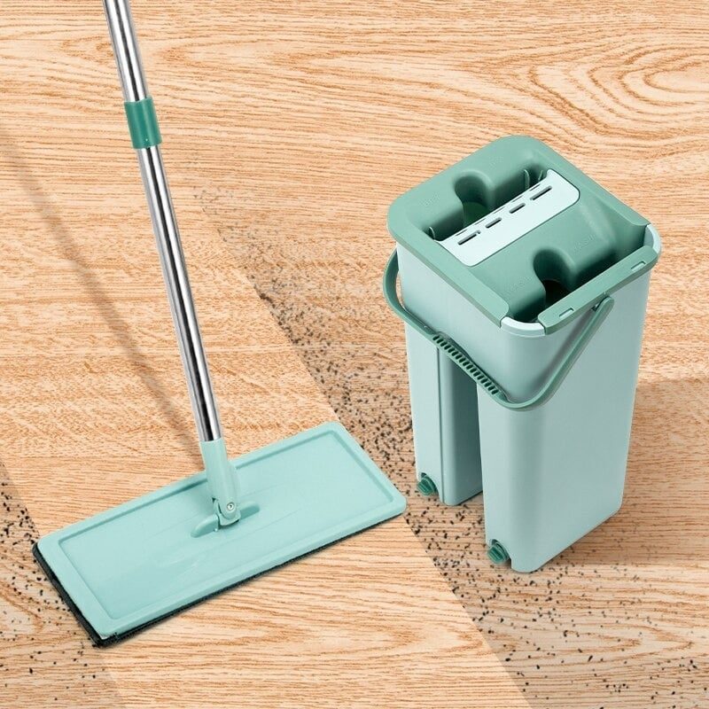 Flat Mop Bucket Hand Free Wringing Lattiapuhdistus Mikrokuituliina Moppityynyt