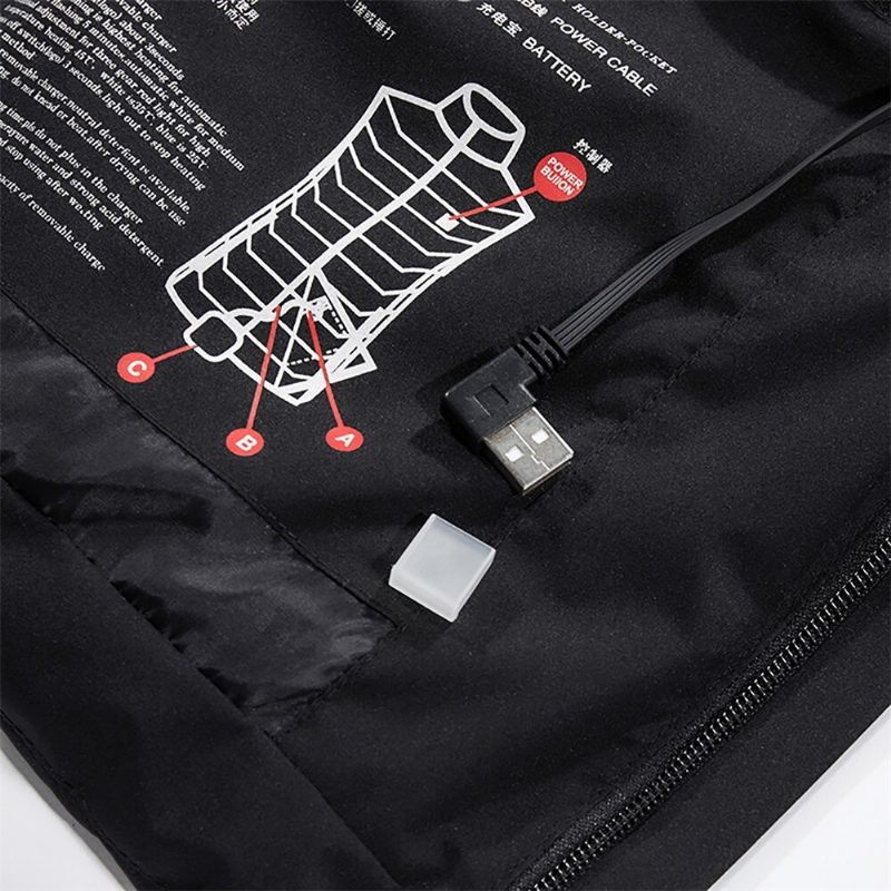 7 Lämmitystyynyä Sähköllä Lämmitettävä Liivi Usb-lataus Talvella Lämmin Takki Unisex-hupullinen Vaatteet Älykäs Vakiolämpötila M-7xl