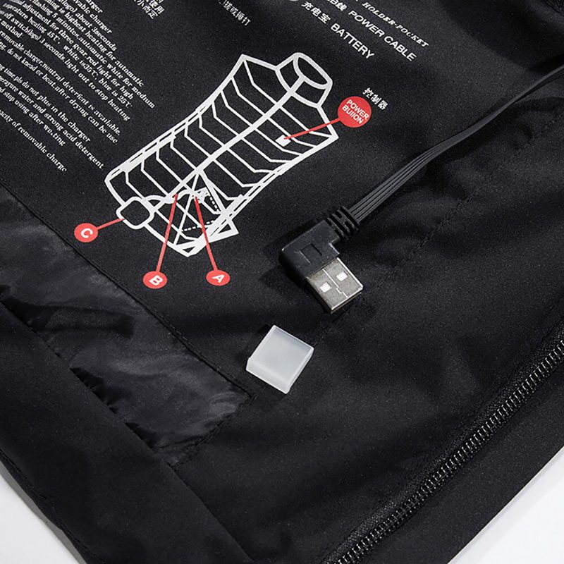 9 Vyöhyke Sähkölämmitteinen Liivi Hupullinen Usb-lämmitys Talvilämmitin Takki Takit Vaatteet Älykäs Vakiolämpötila M-7xl