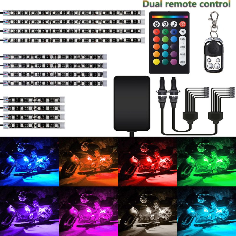 Ambother 12v 12kpl 18 Värillinen Rgb Led Rock Effect Light Vedenpitävä Sarja Äänikaukosäädin Moottoripyöräautoon