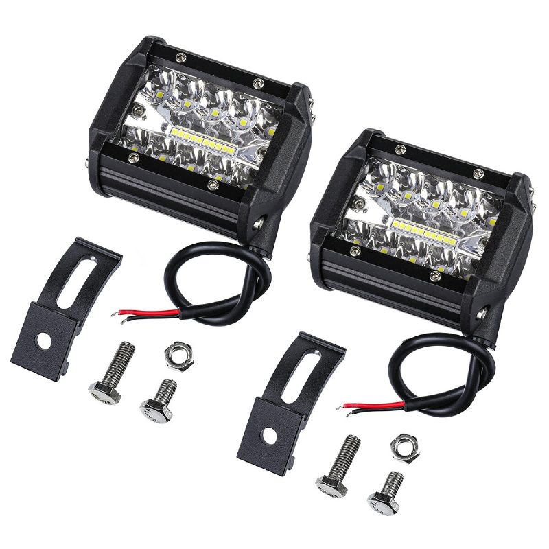 Ambother 2pcs Tri Row 4 Tuuman 9-32v 20 Led Työvalopalkki Tulvapistevalo Offroad Suv Ajo-kuorma-auto Atv Utv Veneen Sumuvalo Vedenpitävä