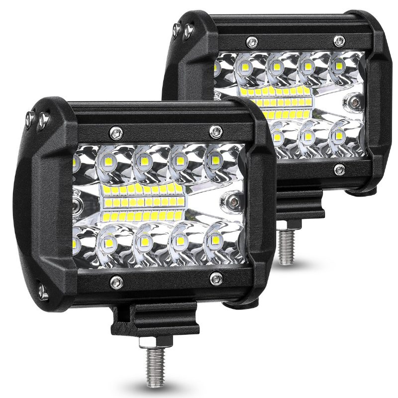 Ambother 2pcs Tri Row 4 Tuuman 9-32v 20 Led Työvalopalkki Tulvapistevalo Offroad Suv Ajo-kuorma-auto Atv Utv Veneen Sumuvalo Vedenpitävä