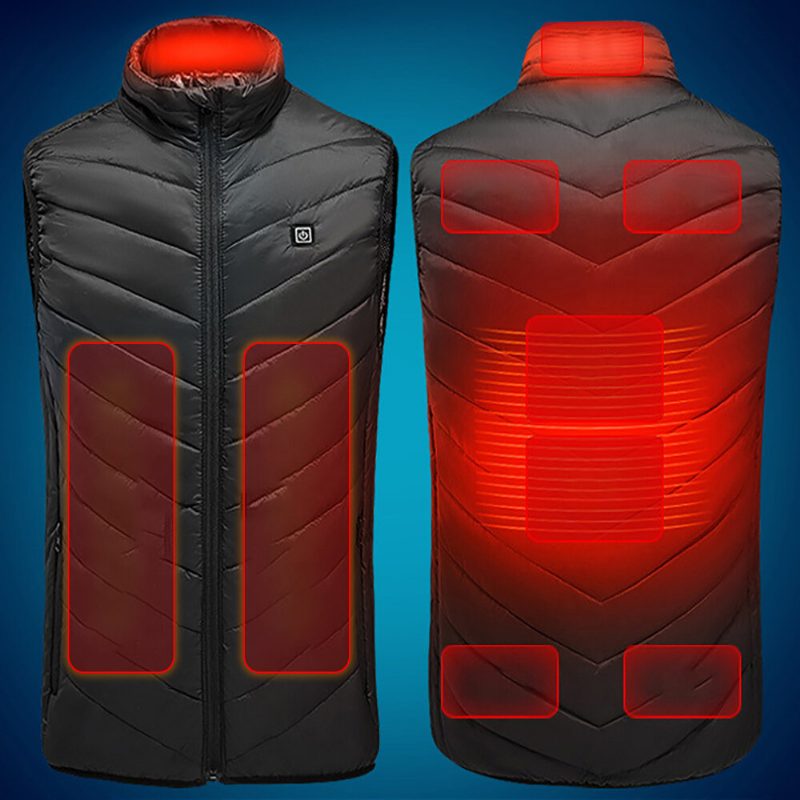 Electric Vest Lämmitetty Takki 9 Lämmitysalue Usb Lämpölämmitin Talvi Body Warmer