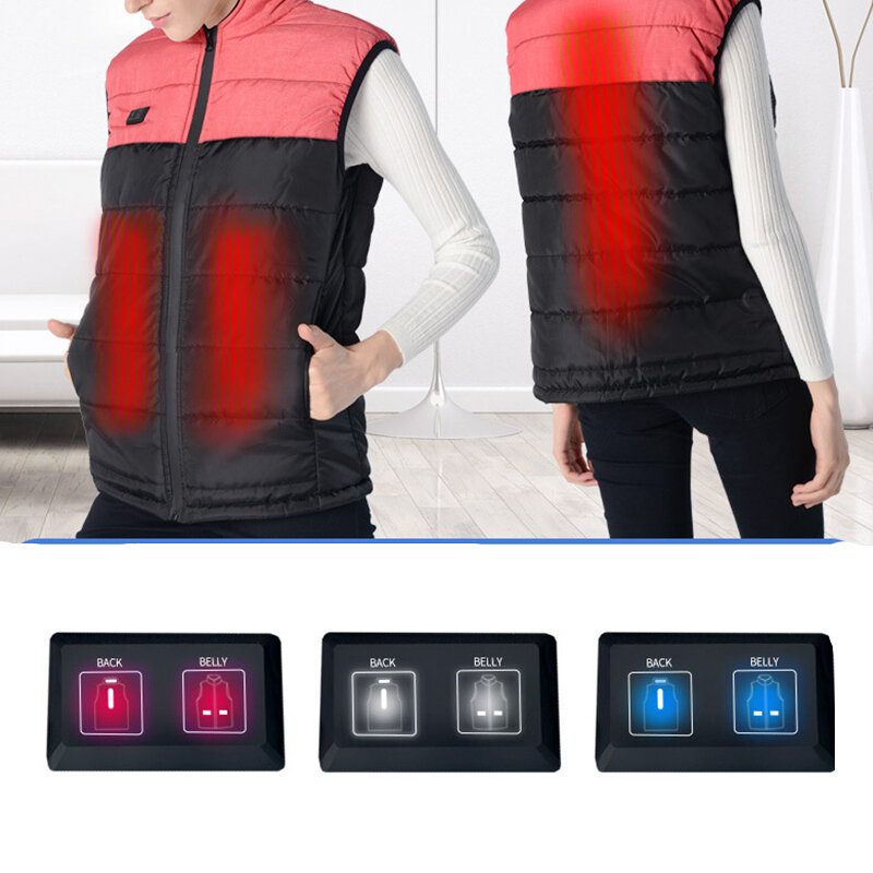 Electric Vest Usb Lämmitetty Lämmitys Pad Talvitakki Takki Lämmin