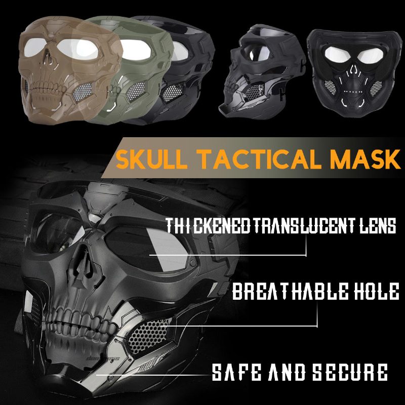 Wosport Skull Airsoft Paintball Mask Full Face Tactical Halloweeniin