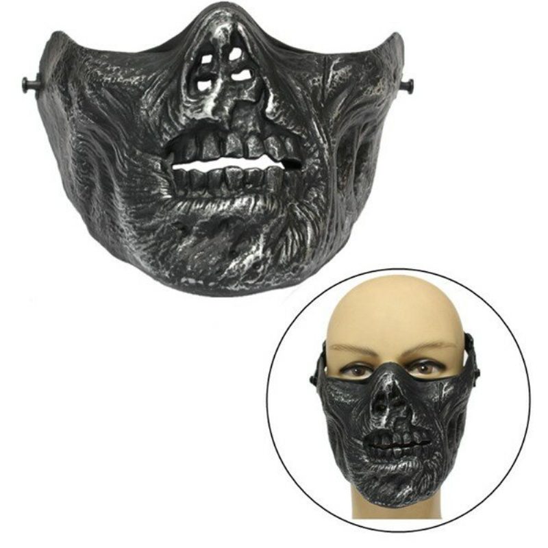 Zombie Skull Skeleton Half Face Mask Military Hunt Halloween-pukujuhlat