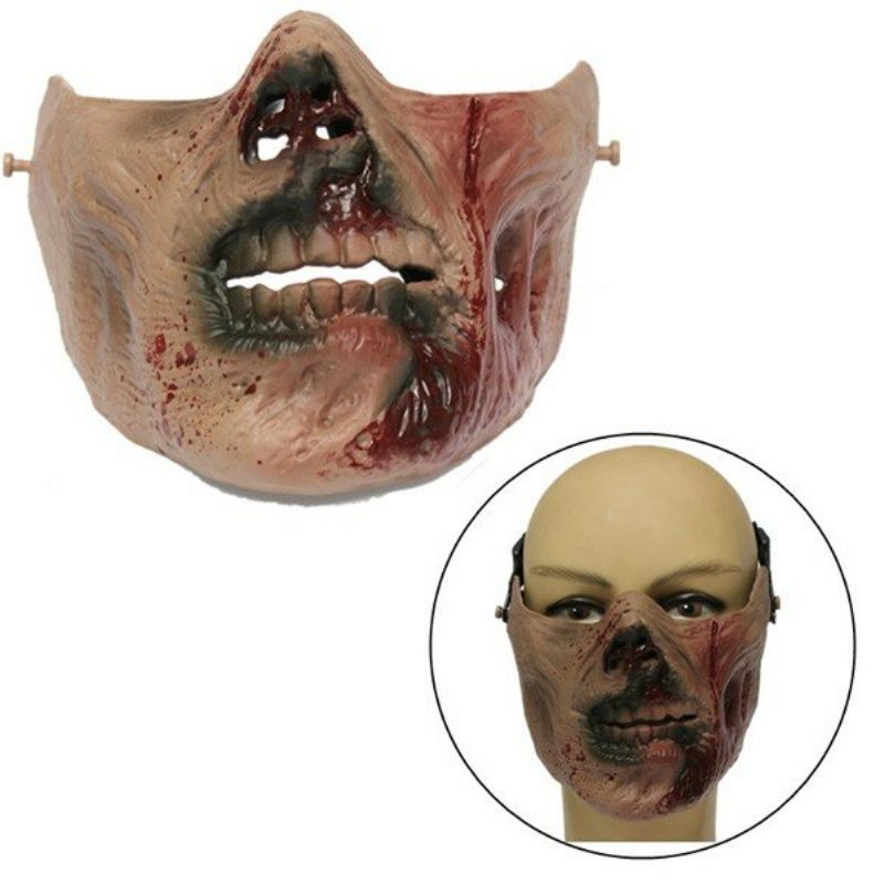 Zombie Skull Skeleton Half Face Mask Military Hunt Halloween-pukujuhlat