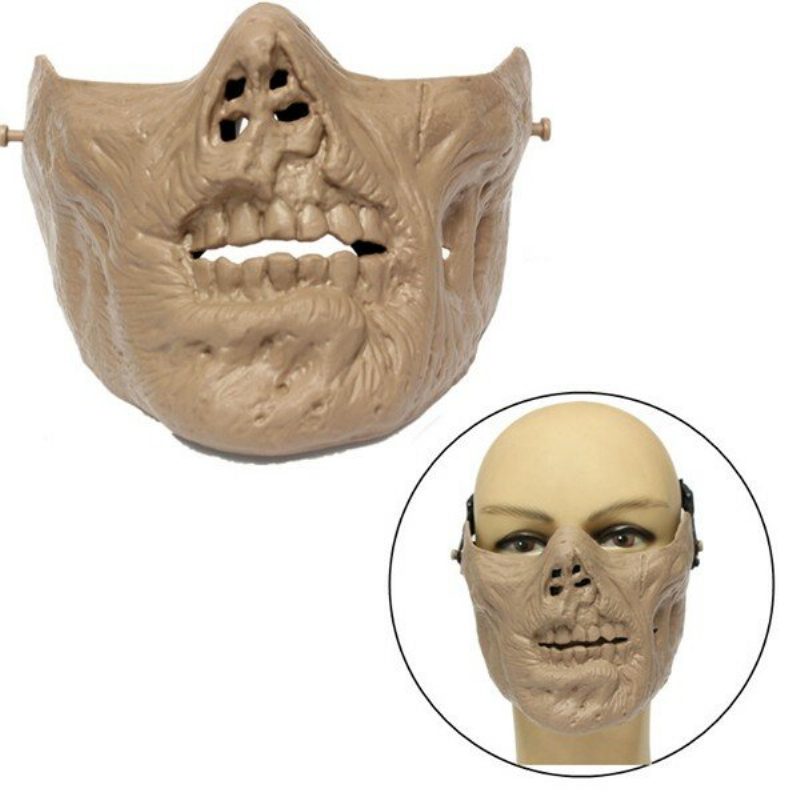 Zombie Skull Skeleton Half Face Mask Military Hunt Halloween-pukujuhlat