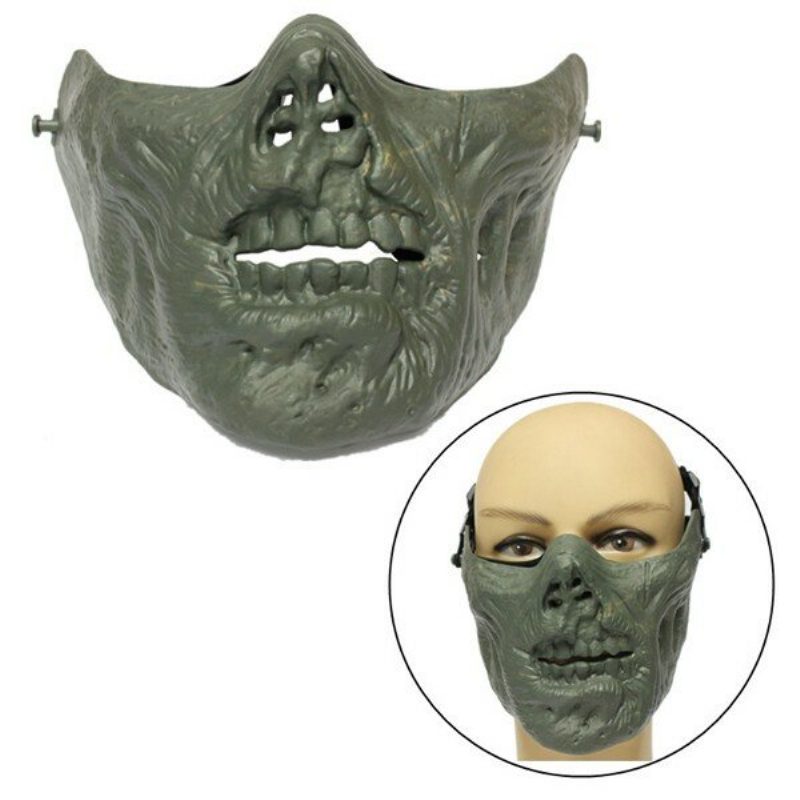 Zombie Skull Skeleton Half Face Mask Military Hunt Halloween-pukujuhlat