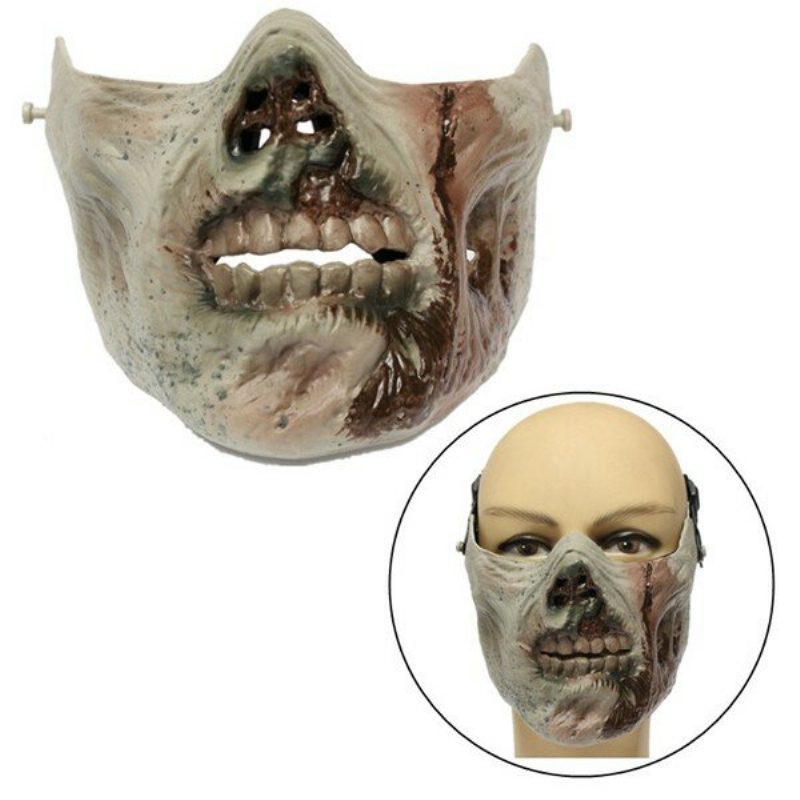 Zombie Skull Skeleton Half Face Mask Military Hunt Halloween-pukujuhlat