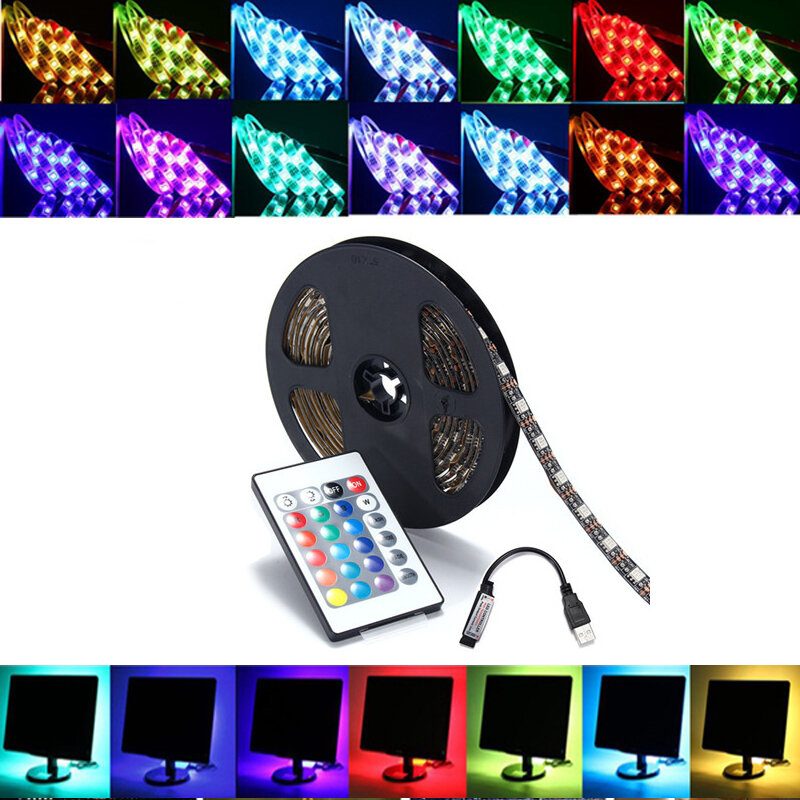 0.5/1/2/3/4/5m Smd5050 Rgb Led-nauhalamppupalkki Tv:n Taustavalosarja + Usb-kaukosäädin Dc5v