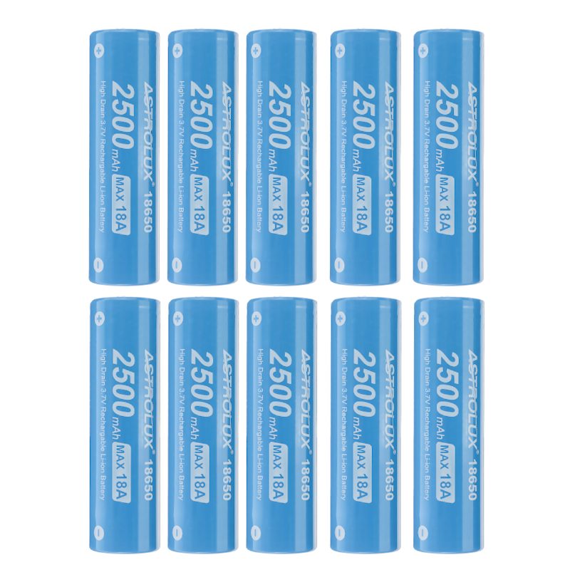 10 Kpl E1825 18a 2500 Mah 3.7v 18650 Li-ion Akku Suojaamaton High Drain Ladattava Litiumvirtakenno Astrolux Nitecore Lumintop Fenix Olight Taskulamput Rc Lelut Kotityökalut