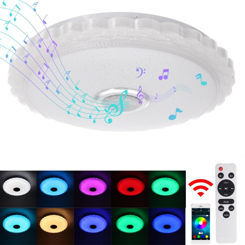 100-240 V Led-kattovalo Bluetooth-kaiuttimella Vaihda Himmennettävä Musiikkilamppu Home Party App -kaukosäätimeen