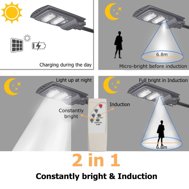 120/240/360w Led Wall Street Light Solar Power Motion Sensing Lamp Garden Remote