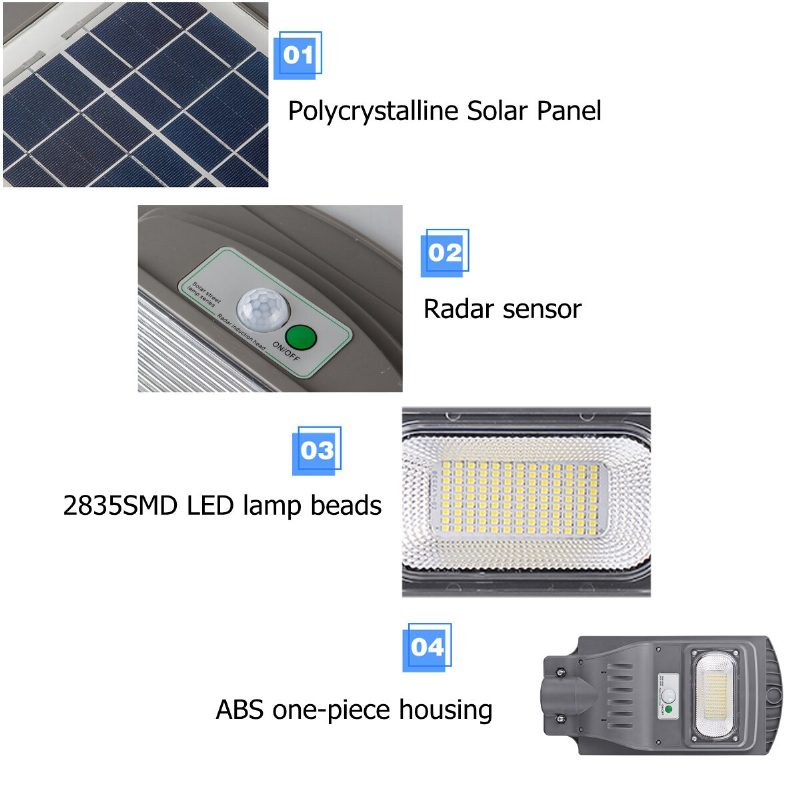 120/240/360w Led Wall Street Light Solar Power Motion Sensing Lamp Garden Remote