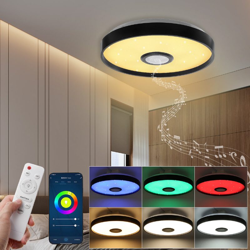 124led Black Music Rgb Kattolampun Valo Wifi App + Kaukosäädin Älykäs Bluetooth