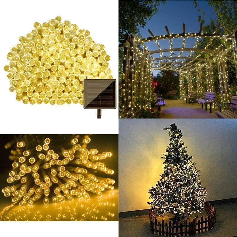 12m 100led Aurinkoenergialla Toimiva Fairy String Light -joulujuhla Ulkopuutarhasisustus