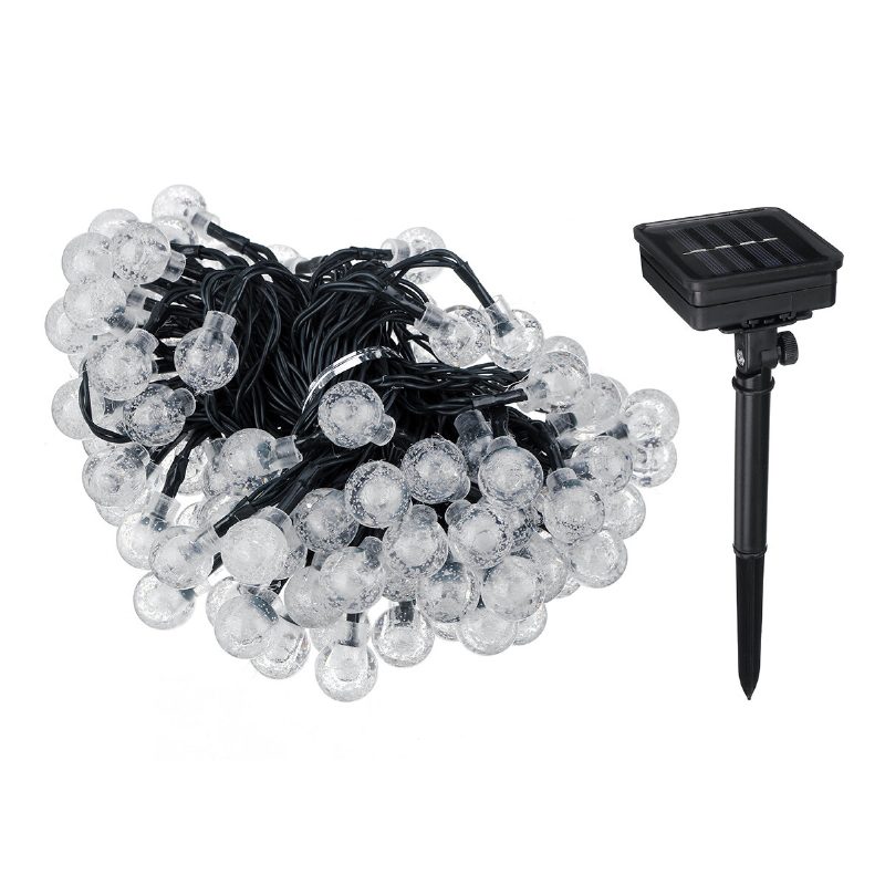 12m 8 Modes 100led Solar String Light Crystal Ball Fairy Lamppu Häät Lomakoti Juhla Joulukuusi Koristeet Valot