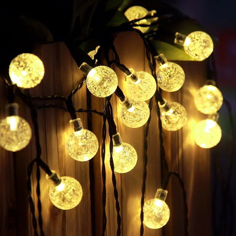 12m 8 Modes 100led Solar String Light Crystal Ball Fairy Lamppu Häät Lomakoti Juhla Joulukuusi Koristeet Valot